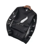 Men Casual Leaf Printed Sweatshirt Style Man Straight Tees Long Sleeve Male Fashion Fit Spring