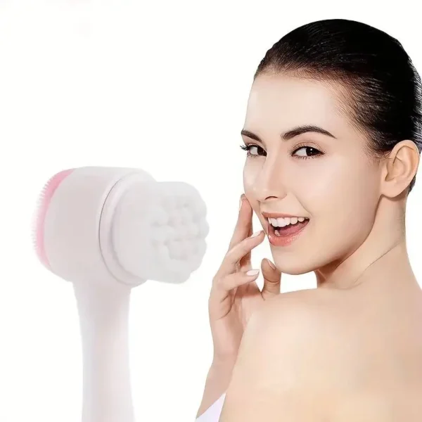 3D Manual Facial Cleansing Brush 2 in 1 Skin Care Face Brush SiliconeFacial Scrubber Dual Face Wash Brush Deep Pore Exfoliation
