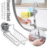 Steel sink drain rack for sponge and soap storage – kitchen faucet shelf holder