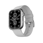 Front view of the Ronin R-09 Smart Watch, black case with a digital screen displaying a clock face and fitness data.