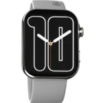 Front view of the Ronin R-09 Smart Watch, black case with a digital screen displaying a clock face and fitness data.