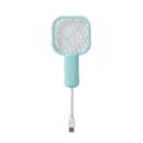 Portable USB mosquito killer lamp with purple light trap and electric swatter for outdoor use.