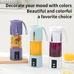 Portable electric juicer cup for fresh juice and kitchen food processing. 1
