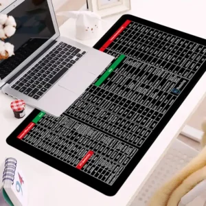 Large anti-slip keyboard pad with office software shortcut patterns and mouse mat surface.