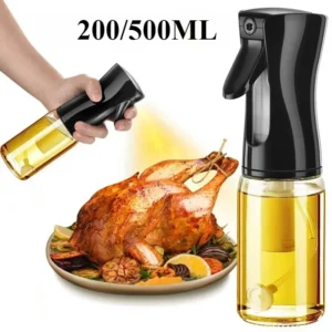 Atomized oil spray bottle for kitchen cooking and air fryer use.