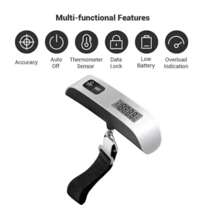 Digital luggage scale model CFYJ-185-Y with 50kg capacity and LCD display for suitcase weighing.